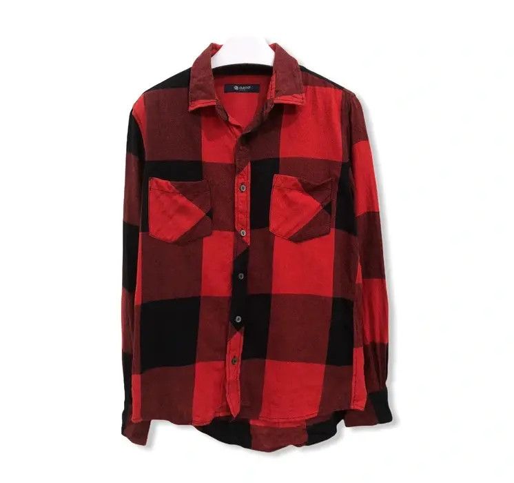 Flannel Japanese Brand Nano Base Plaid Tartan Flannel Shirt 👕 Size US S / EU 44-46 / 1 - 1 Thumbnail