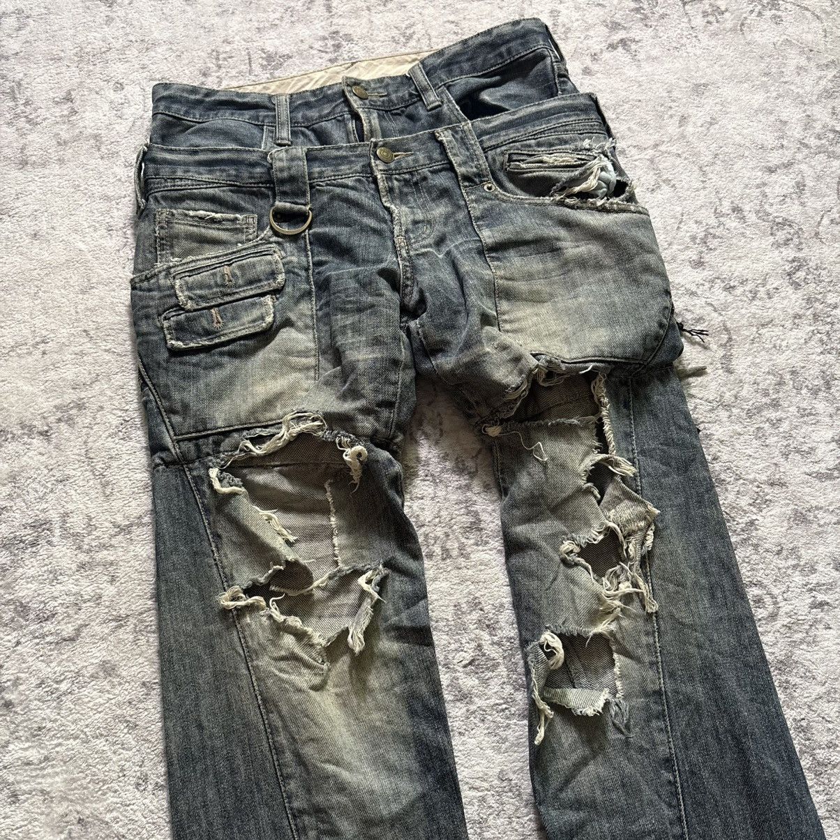 PPFM PPFM Double-Waisted Distressed Denim Blue Jeans | Size S Size US 30 / EU 46 - 2 Thumbnail