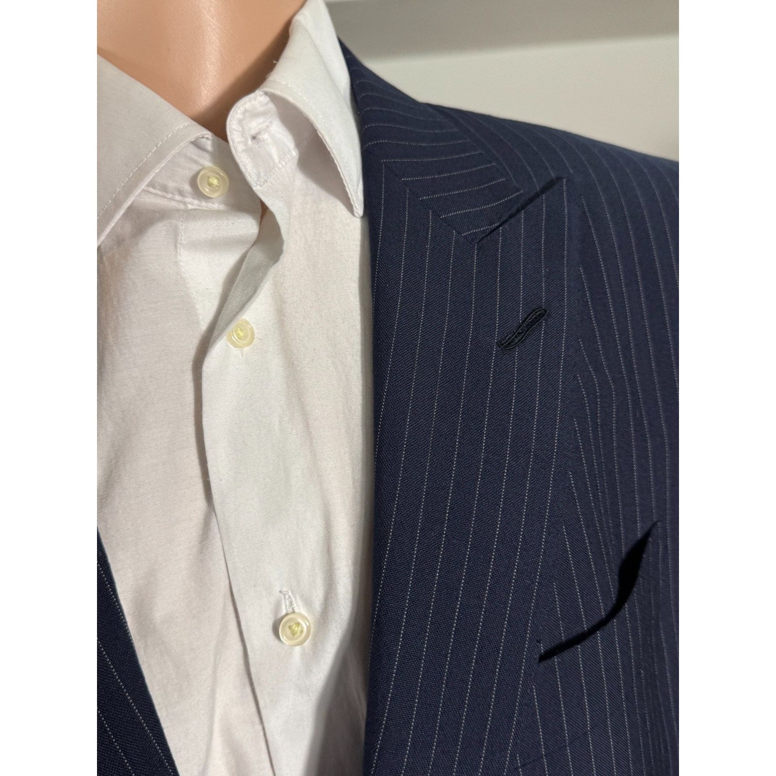 Tom Ford Tom Ford Navy Striped Peak Lapel 2pc Suit O'Connor 52R 42R Size 44R - 7 Thumbnail