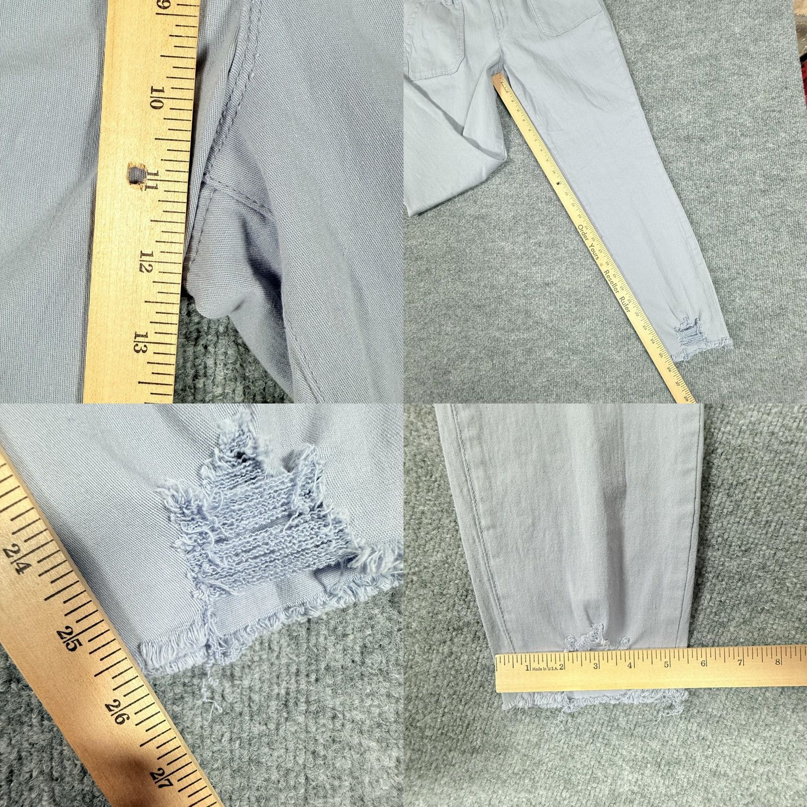 Vintage VINTAGE Royalty For Me Pants Womens 14 Pale Blue Mid Rise Stretch Distressed Hem Casual Pants Women Size 36" / US 14 / IT 50 - 8 Thumbnail