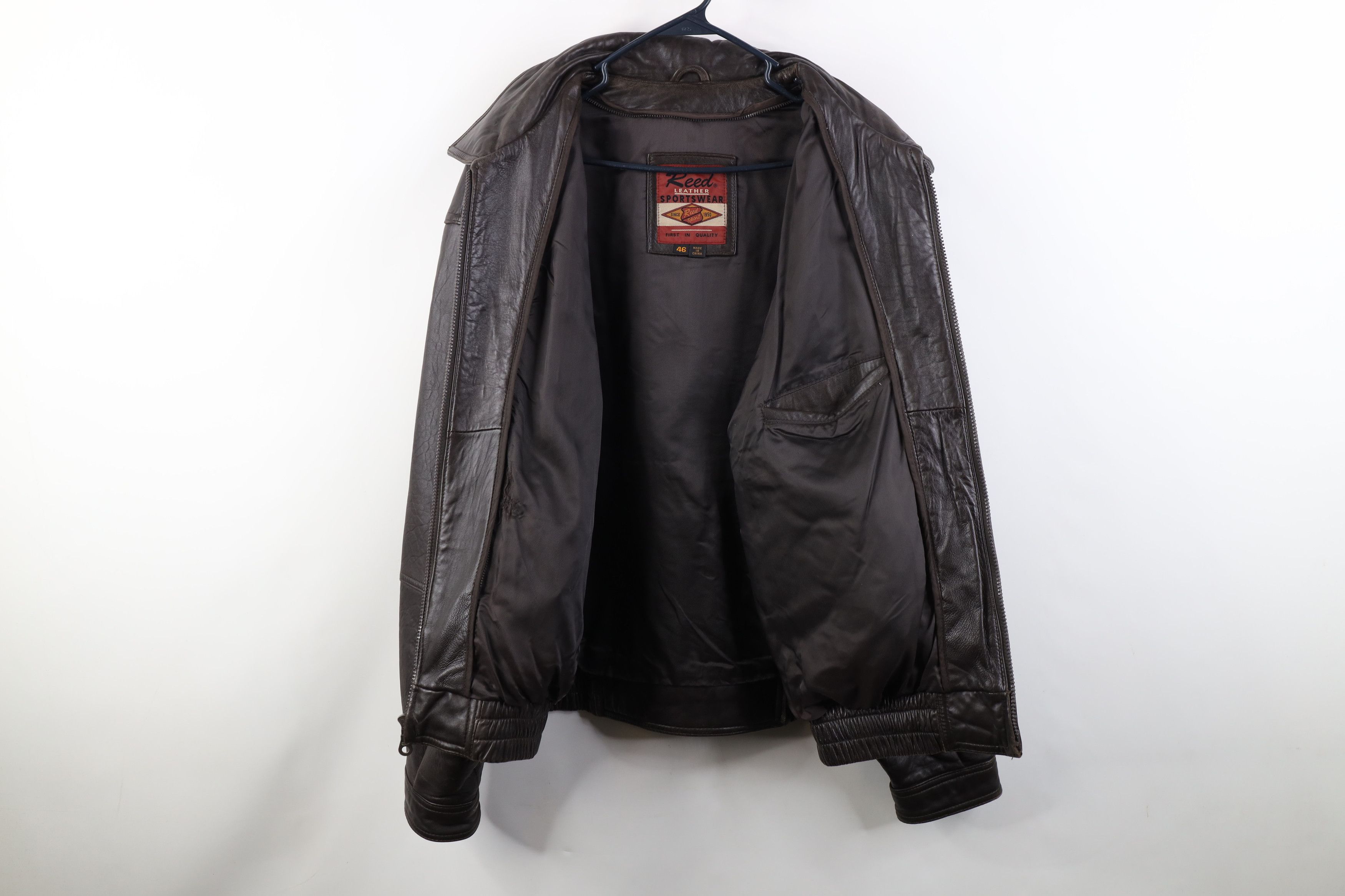 Vintage Vintage 90s Streetwear Full Zip Leather Bomber Jacket Brown Size US XL / EU 56 / 4 - 11 Thumbnail