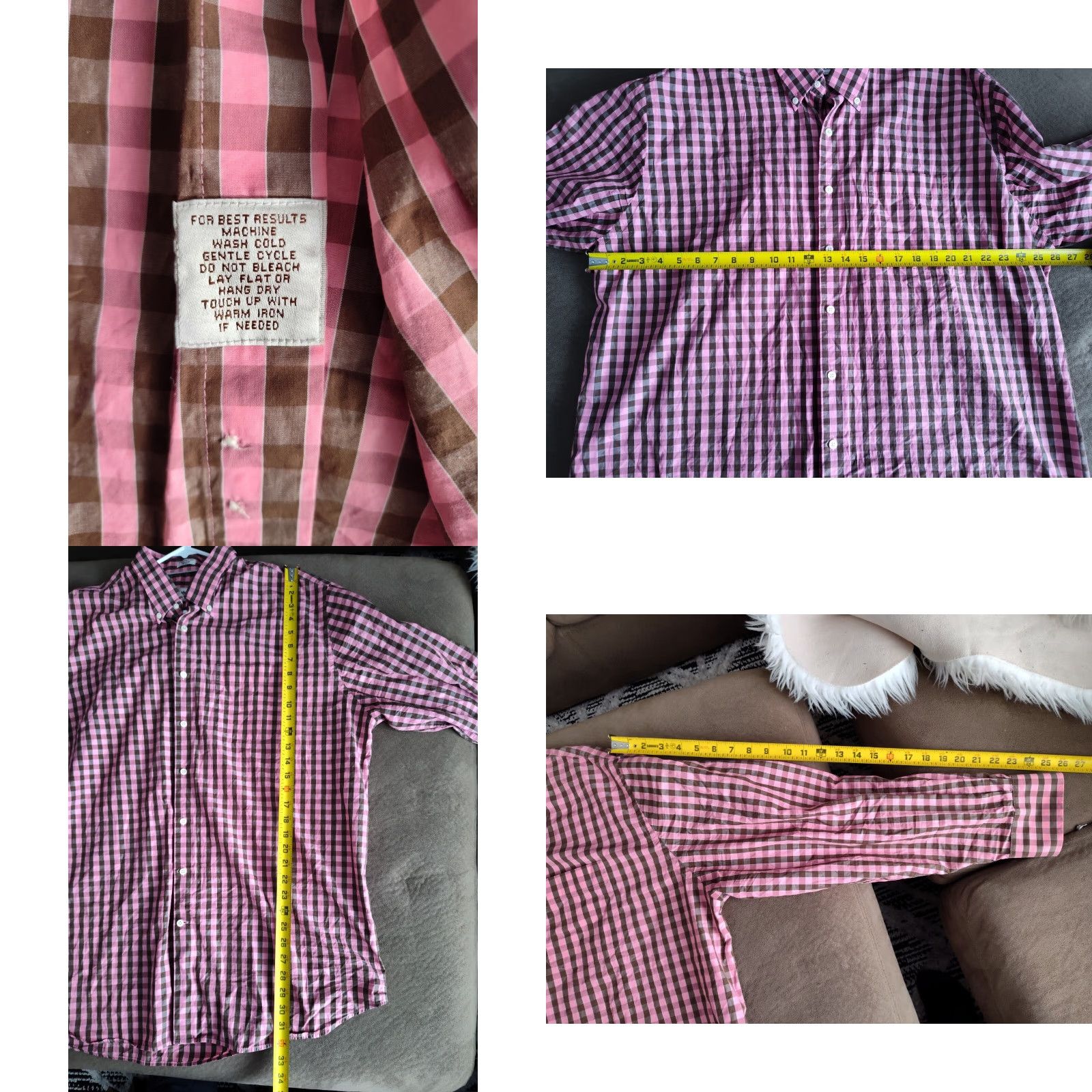 Peter Millar VINTAGE Peter Millar Shirt Button-Down Long Sleeve Plaid XL Men Pink Brown Checkered Cotton Button-Up Shirt Mens XL Pink Brown Plaid Size US XL / EU 56 / 4 - 8 Thumbnail