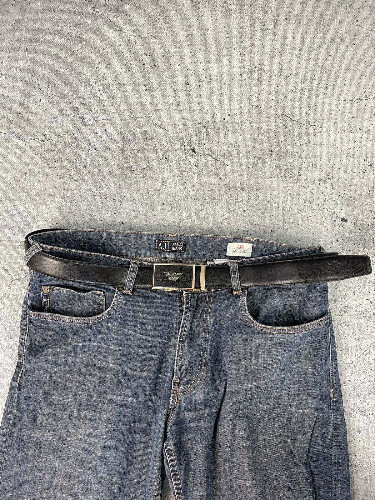 Vintage Armani Leather 130cm Belt Rare Big Buckle Logo