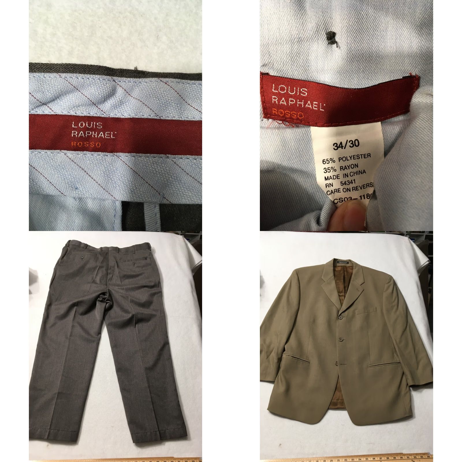 Vintage Louis Raphael Dress Pants Men 34x27 Charcoal poly/rayon Like Slacks Dress Pants, Gray, 34, Regular) Size US 34 / EU 50 - 8 Thumbnail