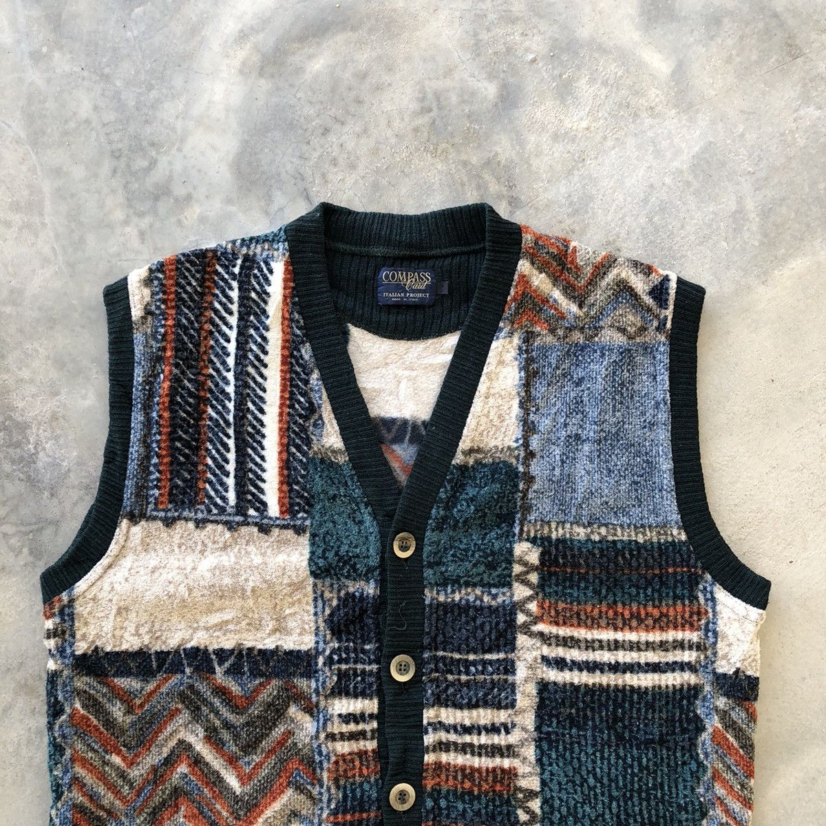 Other COMPASS CARD Patchwork Wool Button Cardigan Sweater Size US M / EU 48-50 / 2 - 3 Thumbnail