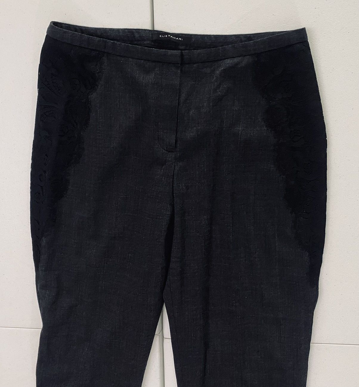 Elie Tahari Elie Tahari Women's Asphalt Black Wool Black Laced Side Pant Size 30" / US 8 / IT 44 - 7 Thumbnail