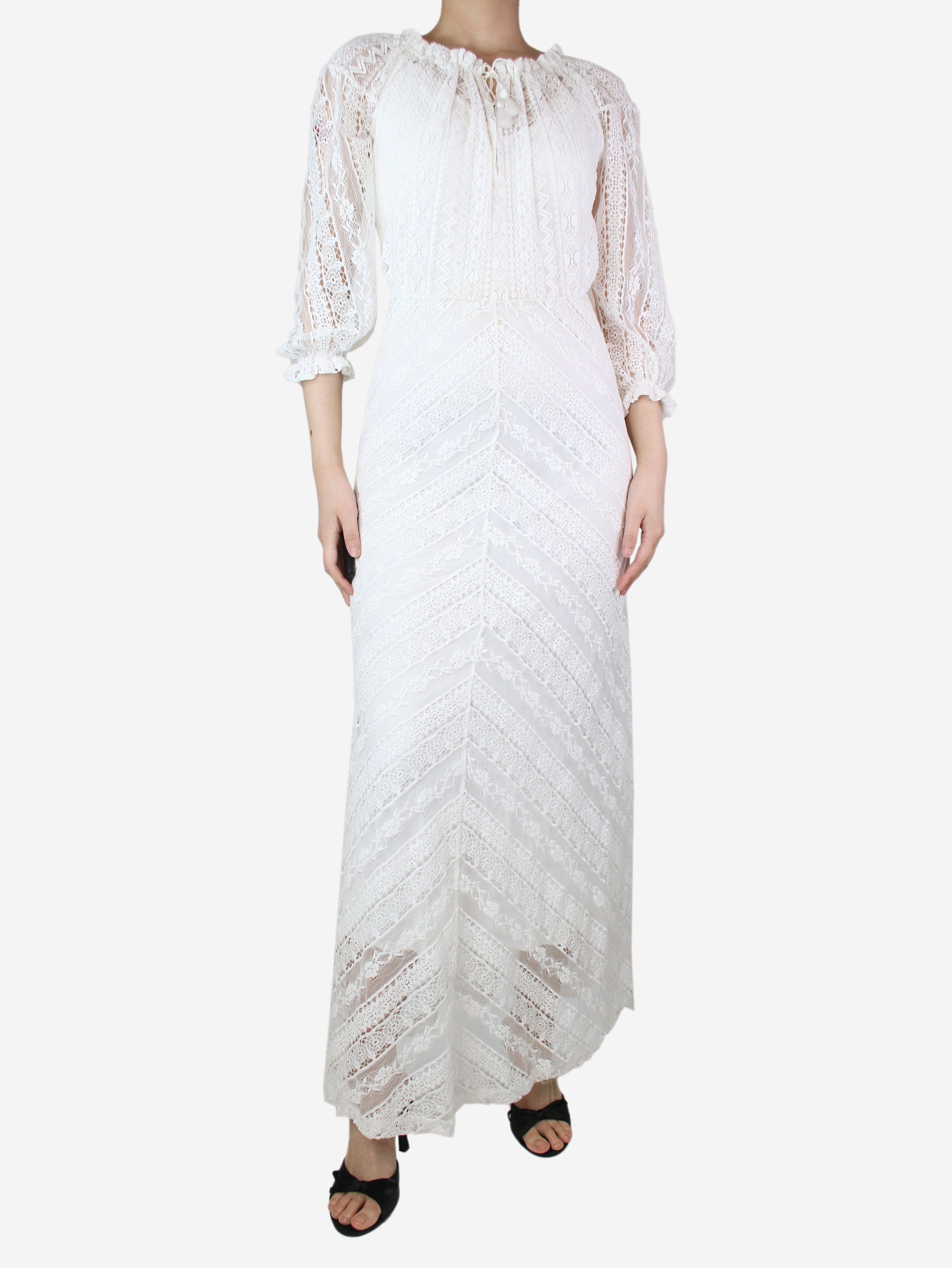 image of Maje White Lace Dress - Size Uk 8, Women's