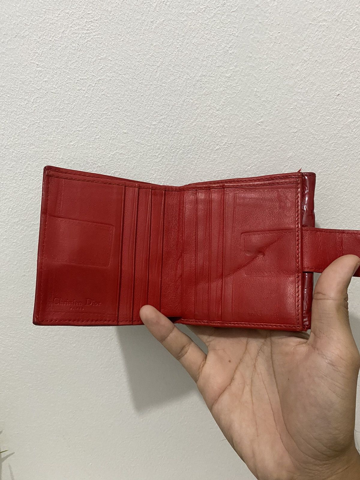 Dior Christian Dior Monogram Patent Leather Small Bi-fold Wallet Size ONE SIZE - 3 Thumbnail