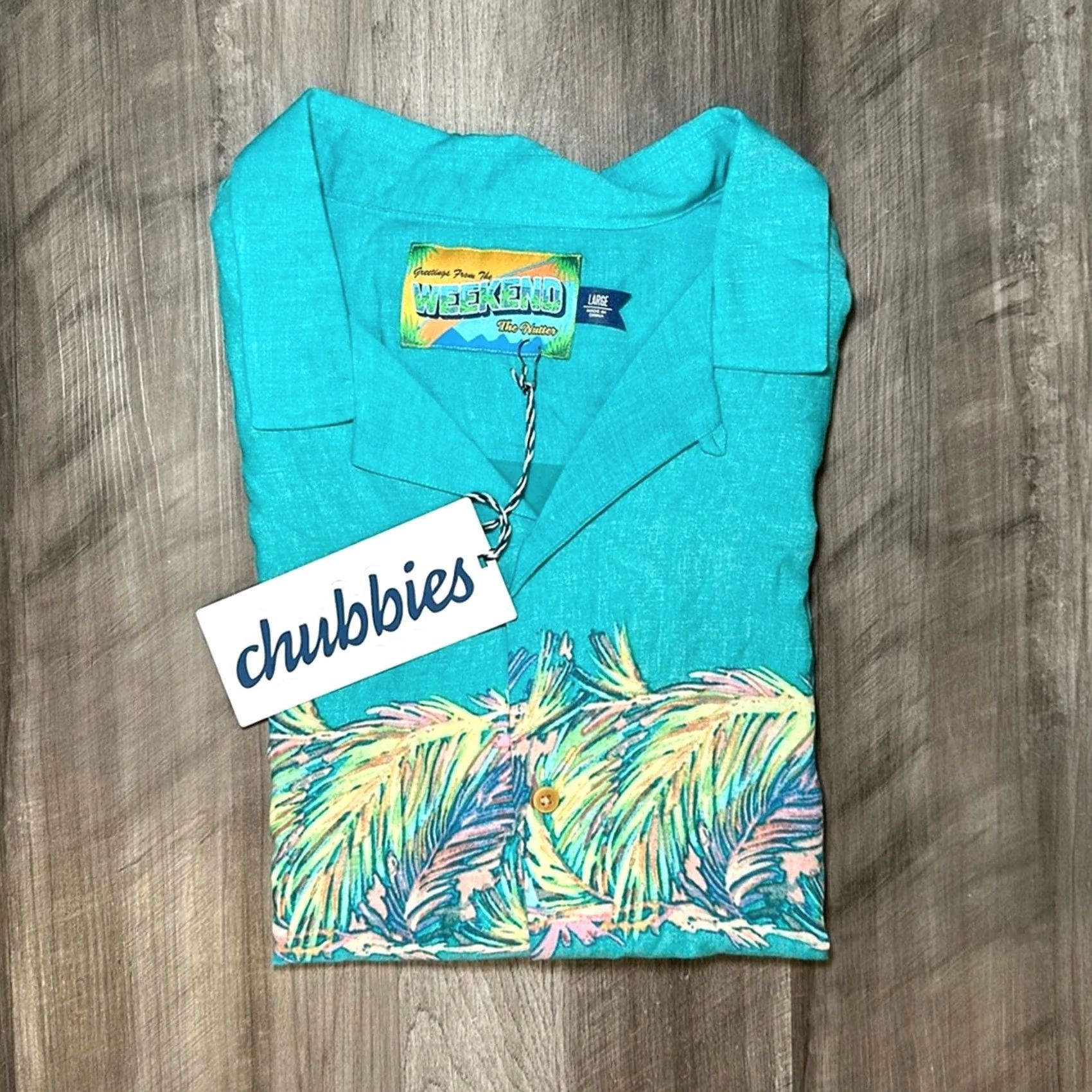 Chubbies Chubbies Shirt Men Large Green Rayon Short Sleeve Button-Up NWT Nutter The Nutter Green Room Hawaiian Size US 33 - 2 Thumbnail