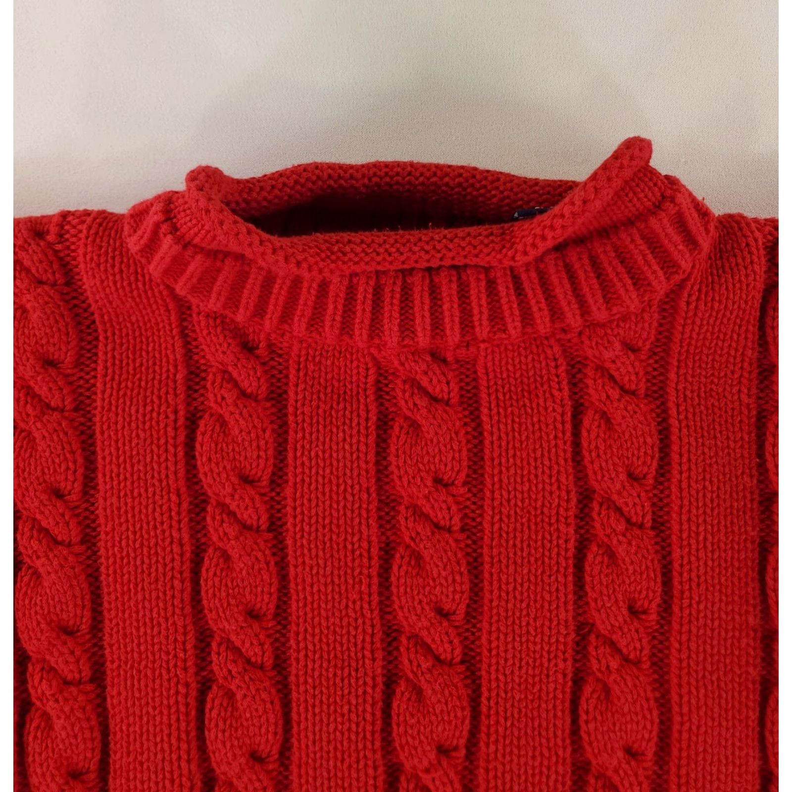 Gap VINTAGE Gap Sweater Roll Neck Cable Knit VTG 90s Cotton Made UK Red Mens XL Size US XL / EU 56 / 4 - 2 Thumbnail
