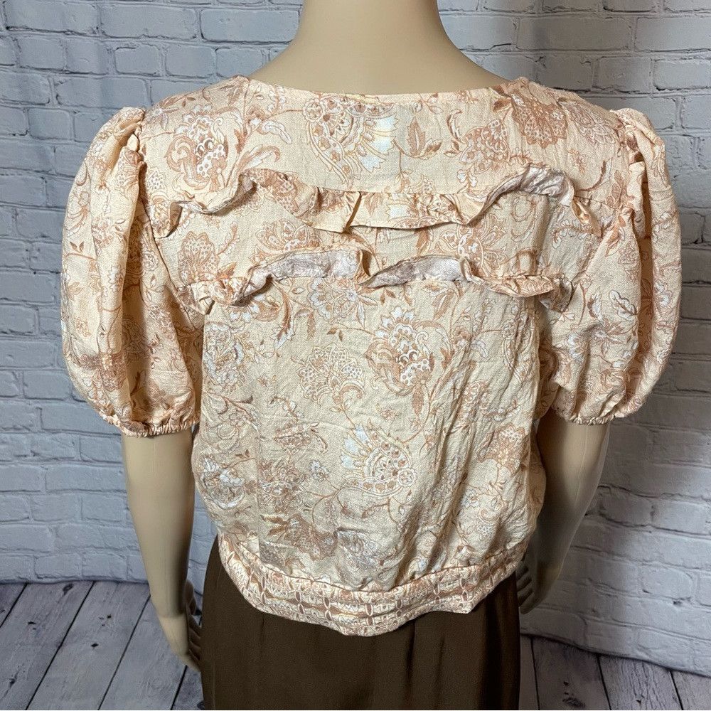 Other New Moon River Beige Short Balloon Sleeve Crop Rayon Button Size L / US 10 / IT 46 - 4 Thumbnail