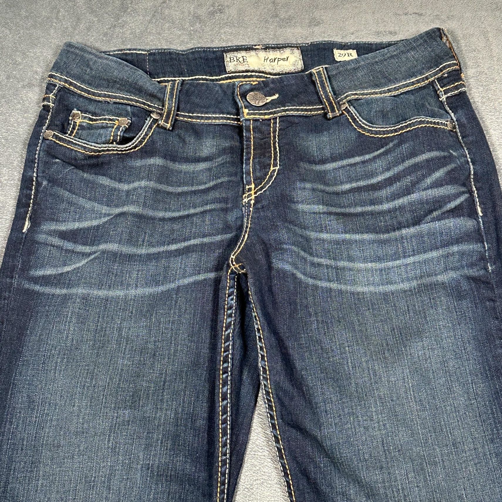 BKE BKE Harper Jeans Womens 29R Blue Bootcut Stretch Denim Studded Pockets Mid Rise Size 29" - 2 Thumbnail
