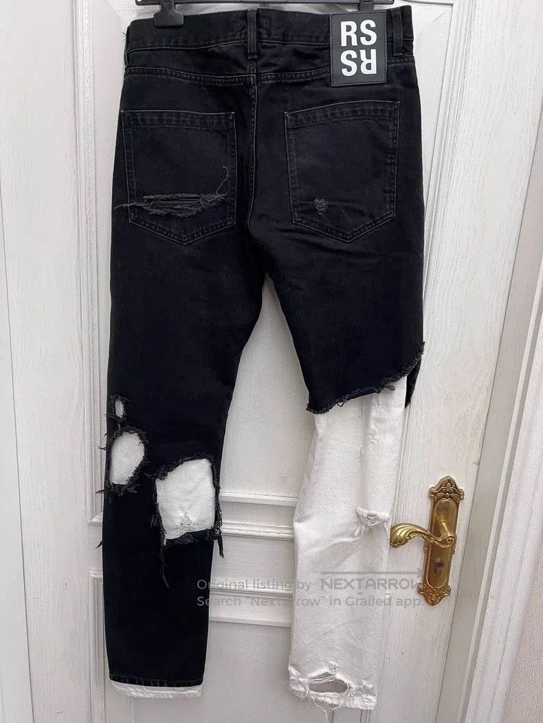 Raf Simons Raf Simons Black and White Distressed Denim Pants. Size US 32 / EU 48 - 3 Thumbnail