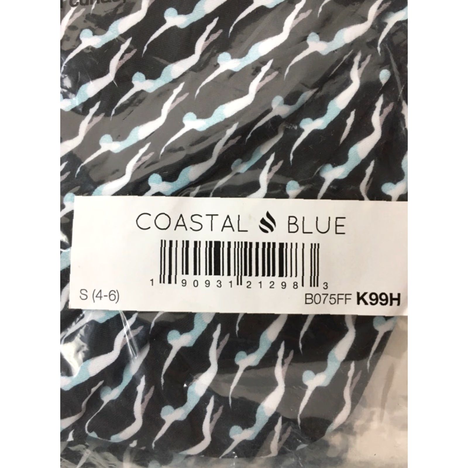 Vintage VINTAGE Coastal Blue One Piece Swimsuit Black Strapless Ruched Geometric Pattern Women’s Size S (4/6) Size ONE SIZE - 6 Thumbnail