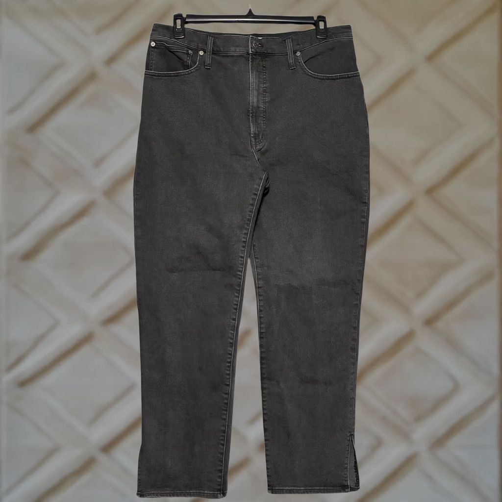 Madewell Madewell The Perfect Vintage Straight Jean Black Women's 33 Jeans 5-Pocket Denim High Rise Slit Stretch 90s Vintage Style Size 24" / US 00 / IT 34 - 1 Thumbnail
