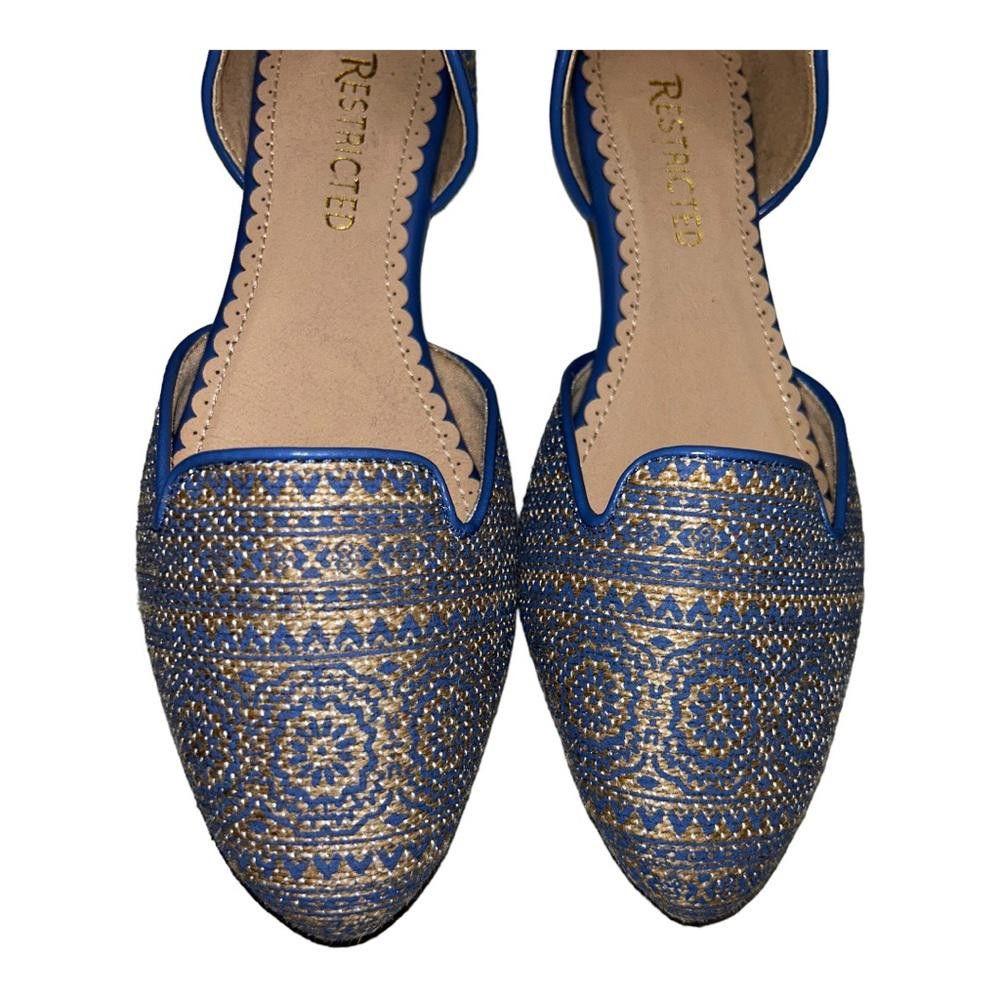 Restricted Restricted l Blue/Beige Embroidered Flats Size 7.5 Size US 7.5 / IT 37.5 - 3 Thumbnail