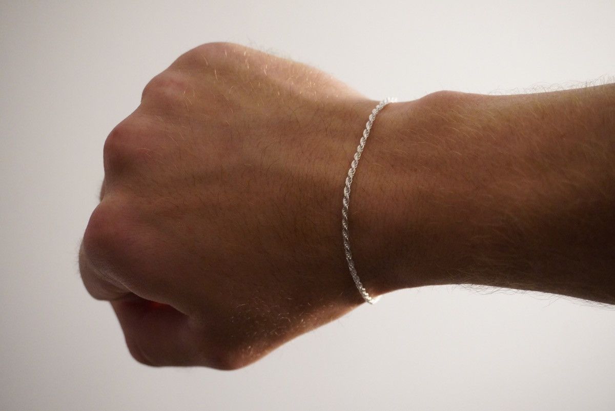 Jewelry Silver Bracelet Solid .925 Silver Rope Bracelet 2mm 8 Inches Size ONE SIZE - 5 Thumbnail