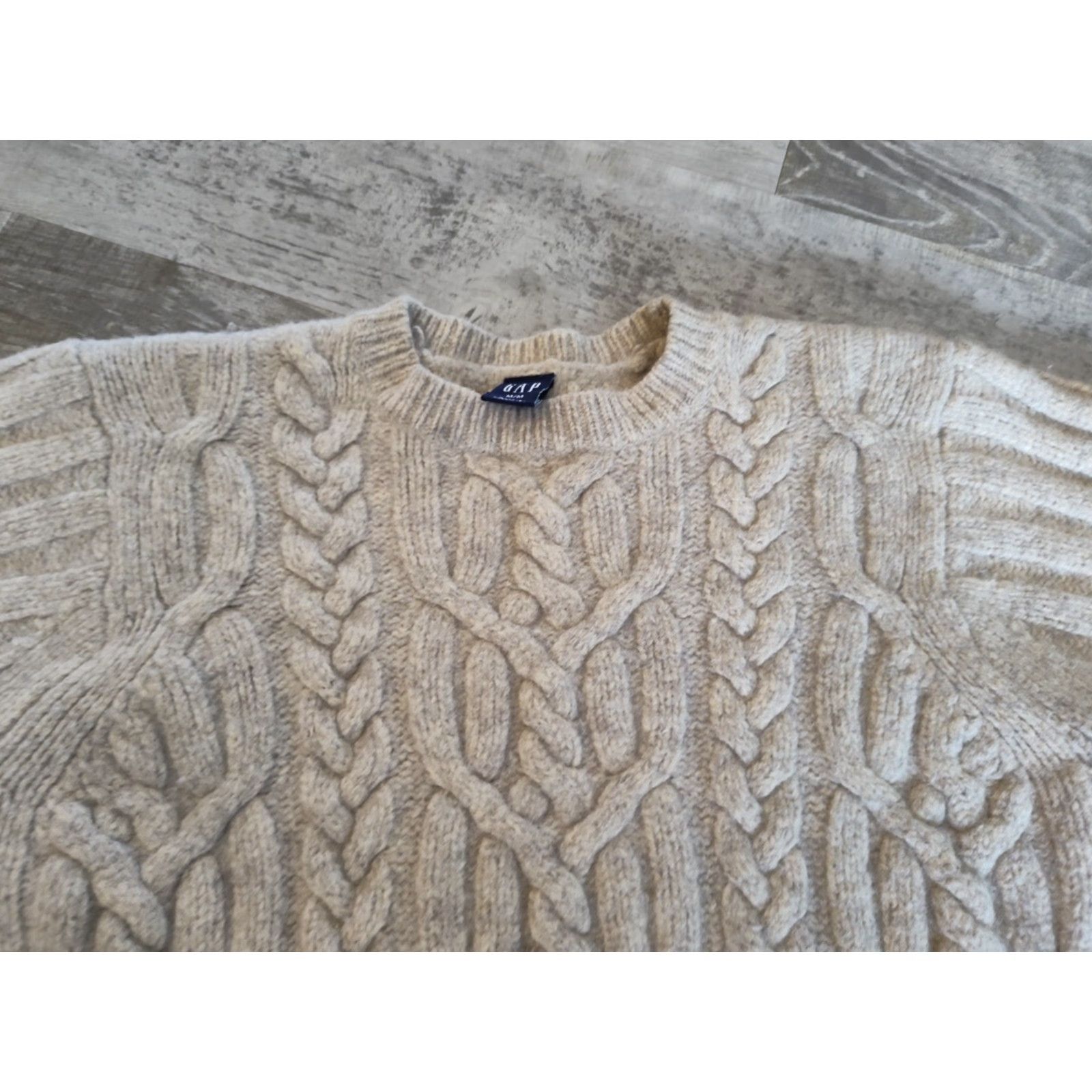 Gap VINTAGE Gap Chunky Knit Wool Sweater Beige Womens Size M Pullover Fisherman 90s Y2K Size M / US 6-8 / IT 42-44 - 5 Thumbnail