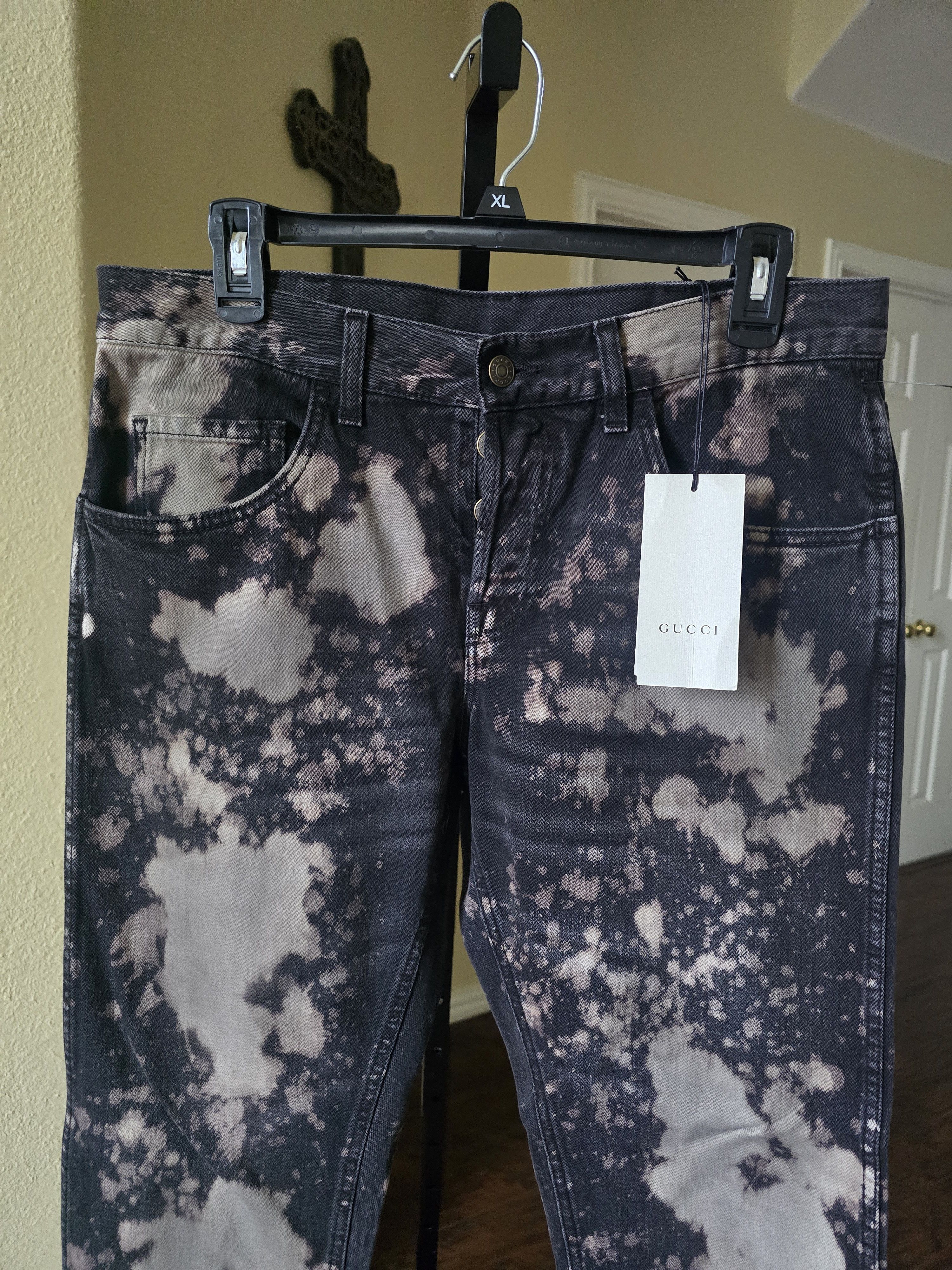 Gucci Gucci Bleached Black Denim Jeans/Beige Splatter Size 33 NWT Size US 33 - 5 Thumbnail