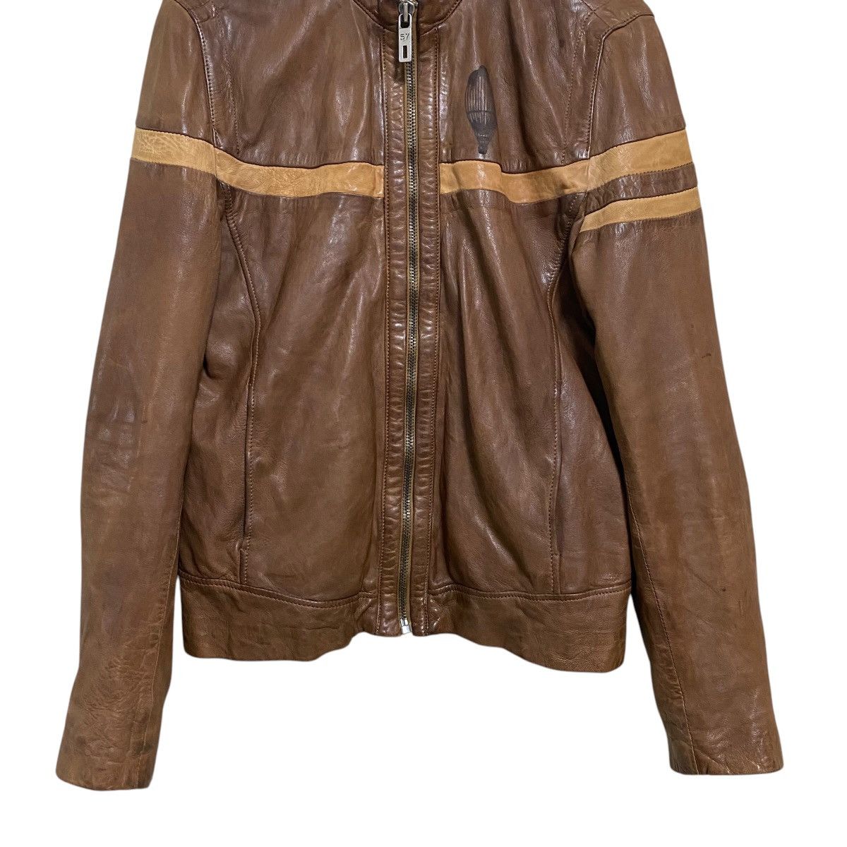 Chevignon Vintage Chevignon Leather Jacket Cafe Racer Brown Patina Size US L / EU 52-54 / 3 - 5 Thumbnail