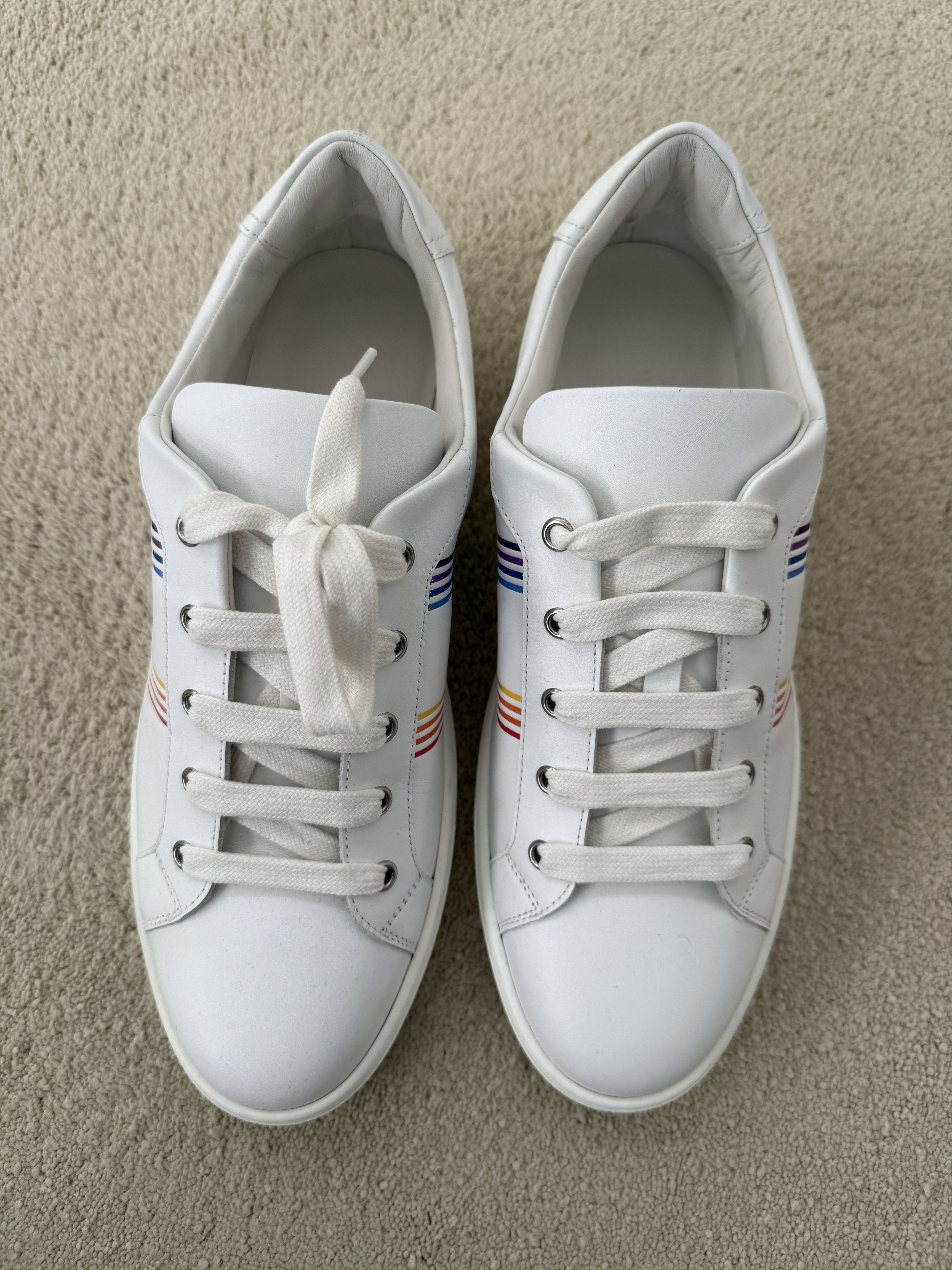 Hermes Hermes Mens New White w/Multcolor H Leather Sneakers Size US 10.5 / EU 43-44 - 6 Thumbnail