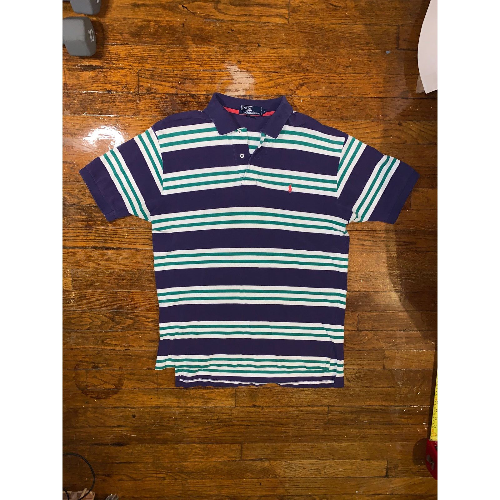 Polo Ralph Lauren Vintage Polo Ralph Lauren Striped Polo Shirt L Purple Size US XL / EU 56 / 4 - 1 Thumbnail