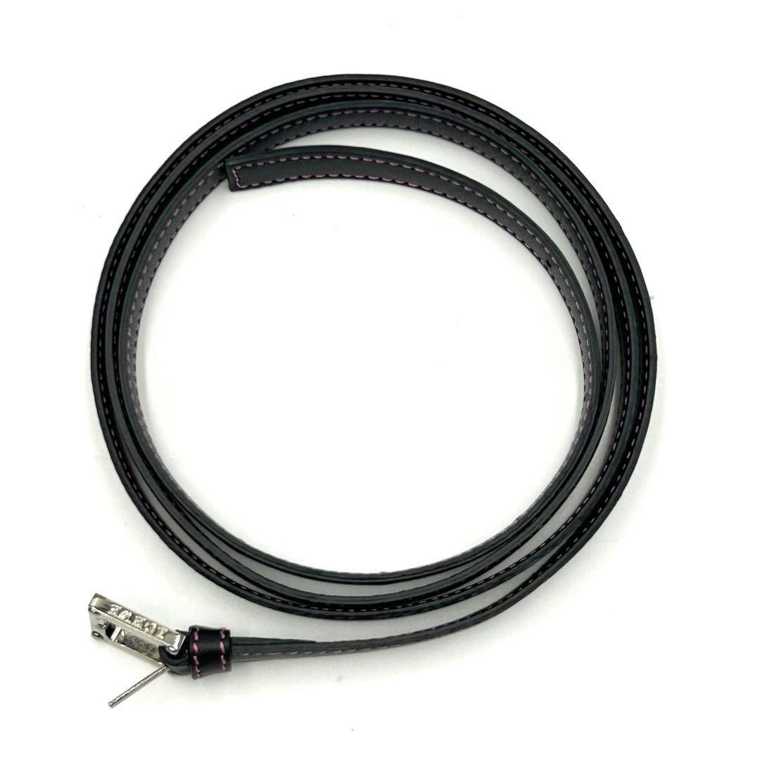 Loewe Loewe Slim Black Leather Belt with Pink Stitching Size ONE SIZE - 9 Thumbnail
