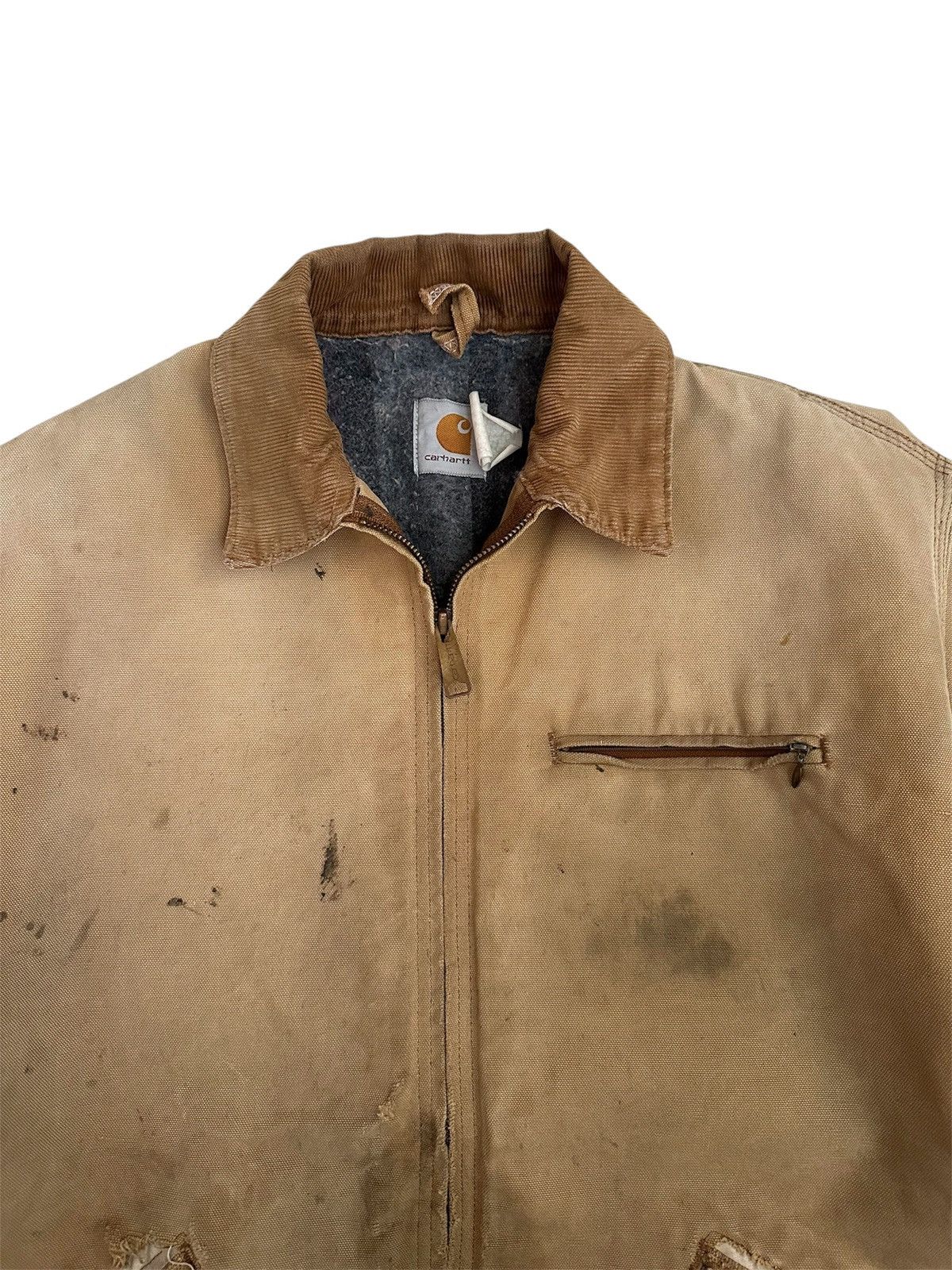 Carhartt True Vintage 90s Thrashed Carhartt Brown Detroit Jacket Size US XL / EU 56 / 4 - 2 Thumbnail