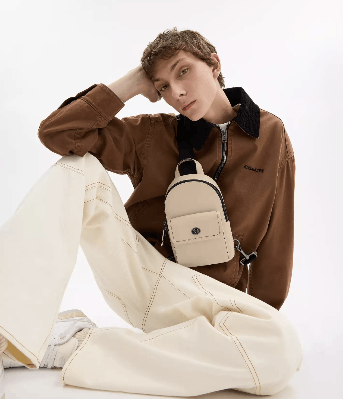 Coach - Small Turnlock Sling Pack - NWT Cream Smooth Leather BEAUTIFUL Coach Small Turnlock Sling Pack | Brixton Baker main image 2