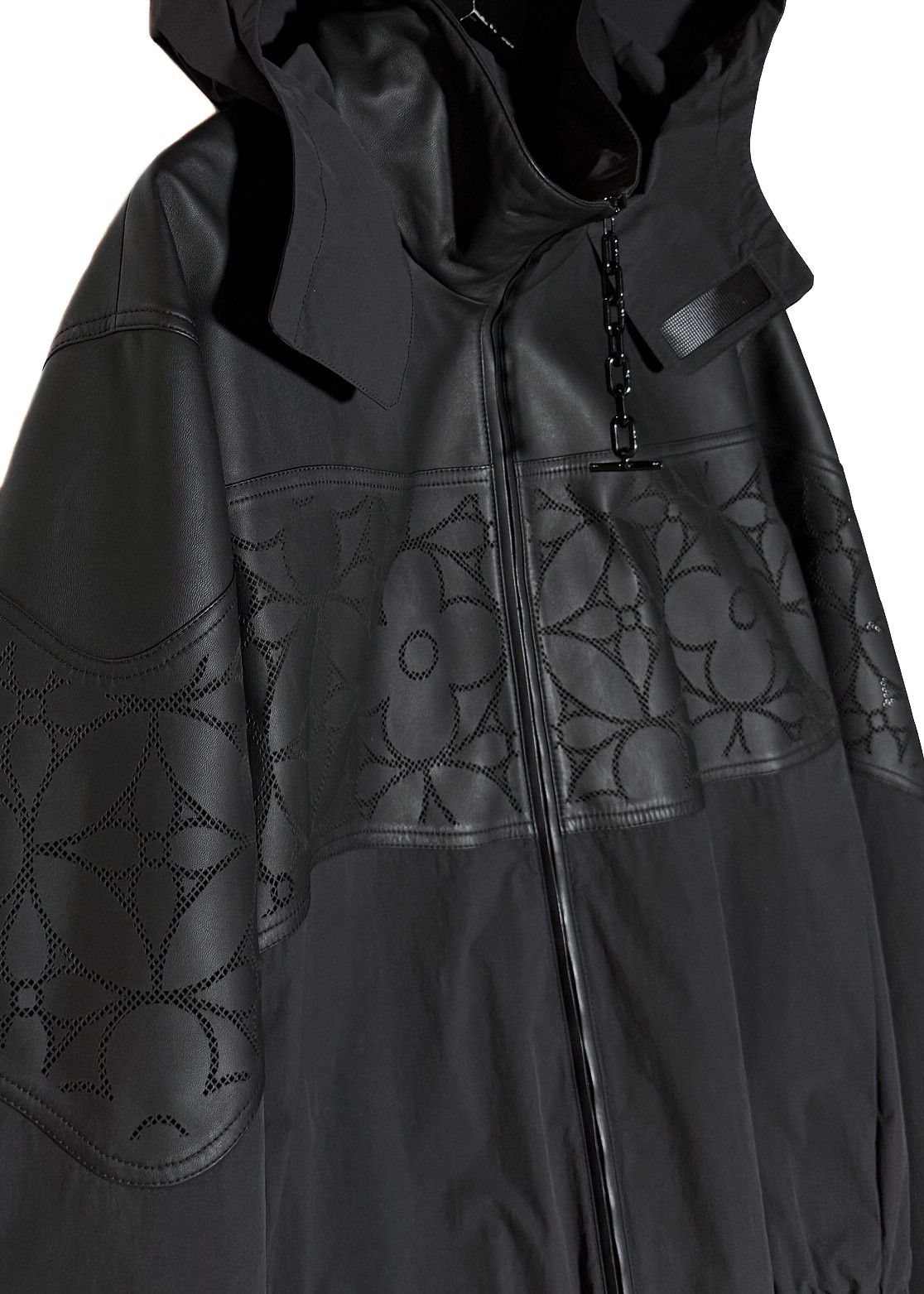 Louis Vuitton Louis Vuitton Black Leather Monogram Flower Mix Nylon Jacket Size US XL / EU 56 / 4 - 6 Thumbnail