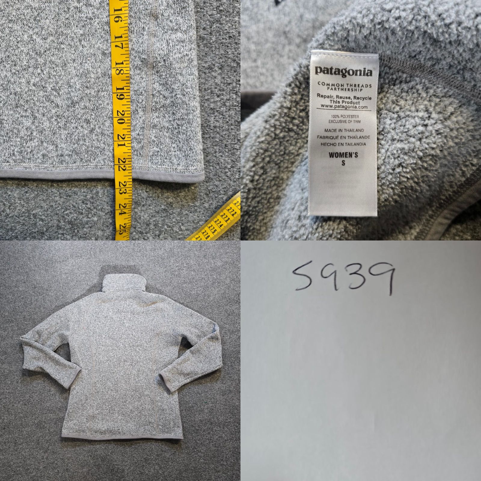 Patagonia Patagonia Womens Small Gray Better Sweater 1/4 Zip Sweatshirt Pullover Casual Size S / US 4 / IT 40 - 8 Thumbnail