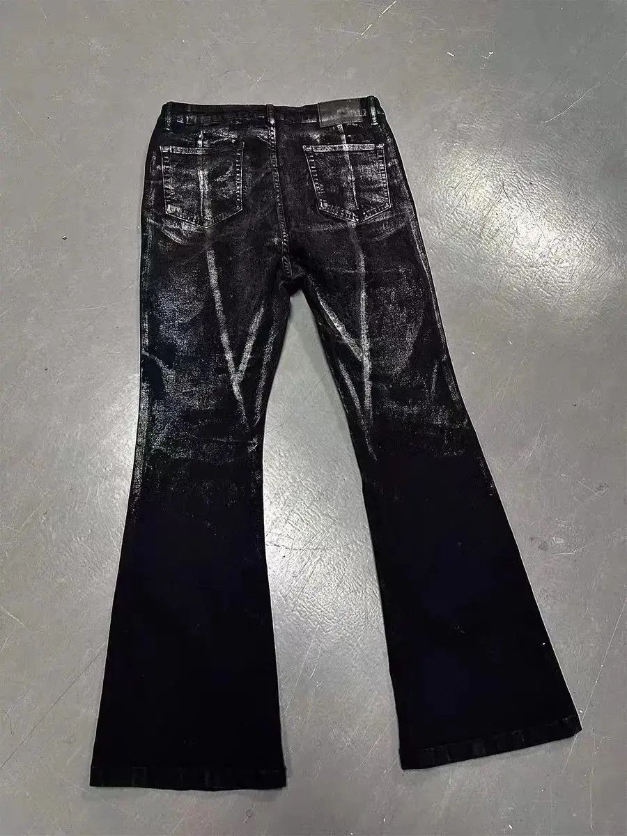 Japanese Brand Gradient Brushed Paint Aged Y2K Pentagram Micro Flare Jeans Size US 32 / EU 48 - 4 Thumbnail