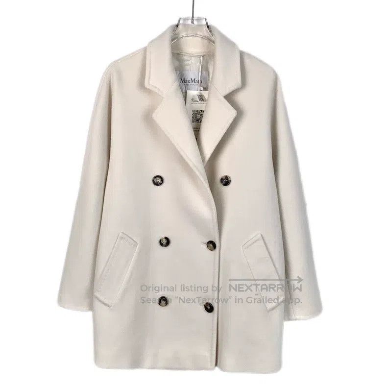 Max Mara Max Mara Off-white Sheep Wool Collar Double Breasted Coat Size XS / US 0-2 / IT 36-38 - 1 Thumbnail