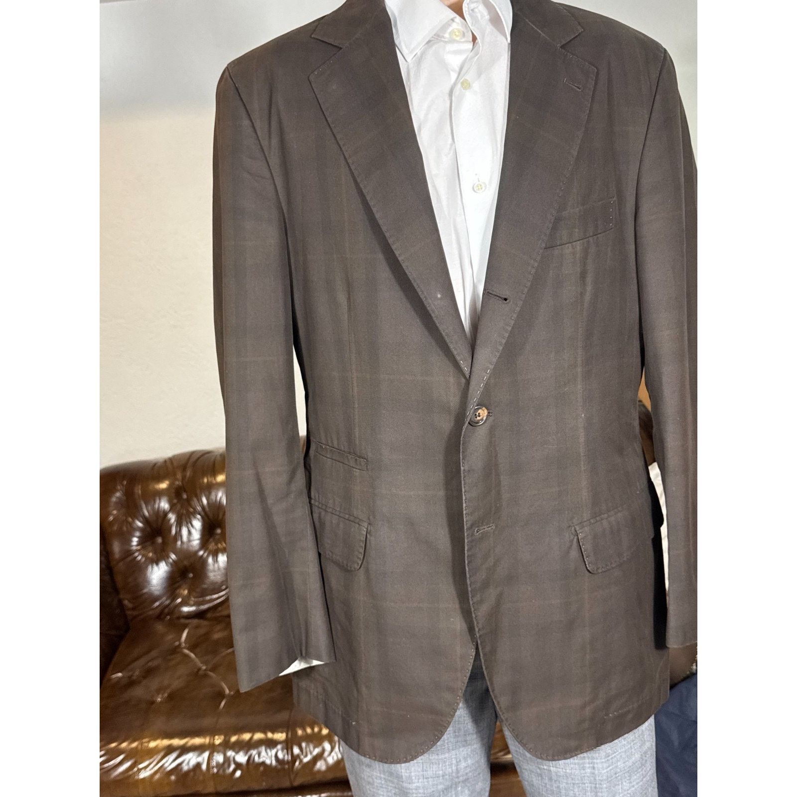 Brunello Cucinelli Brunello Cucinelli Brown Tartain Plaid Sportcoat 54IT 42R Size 42R - 13 Thumbnail