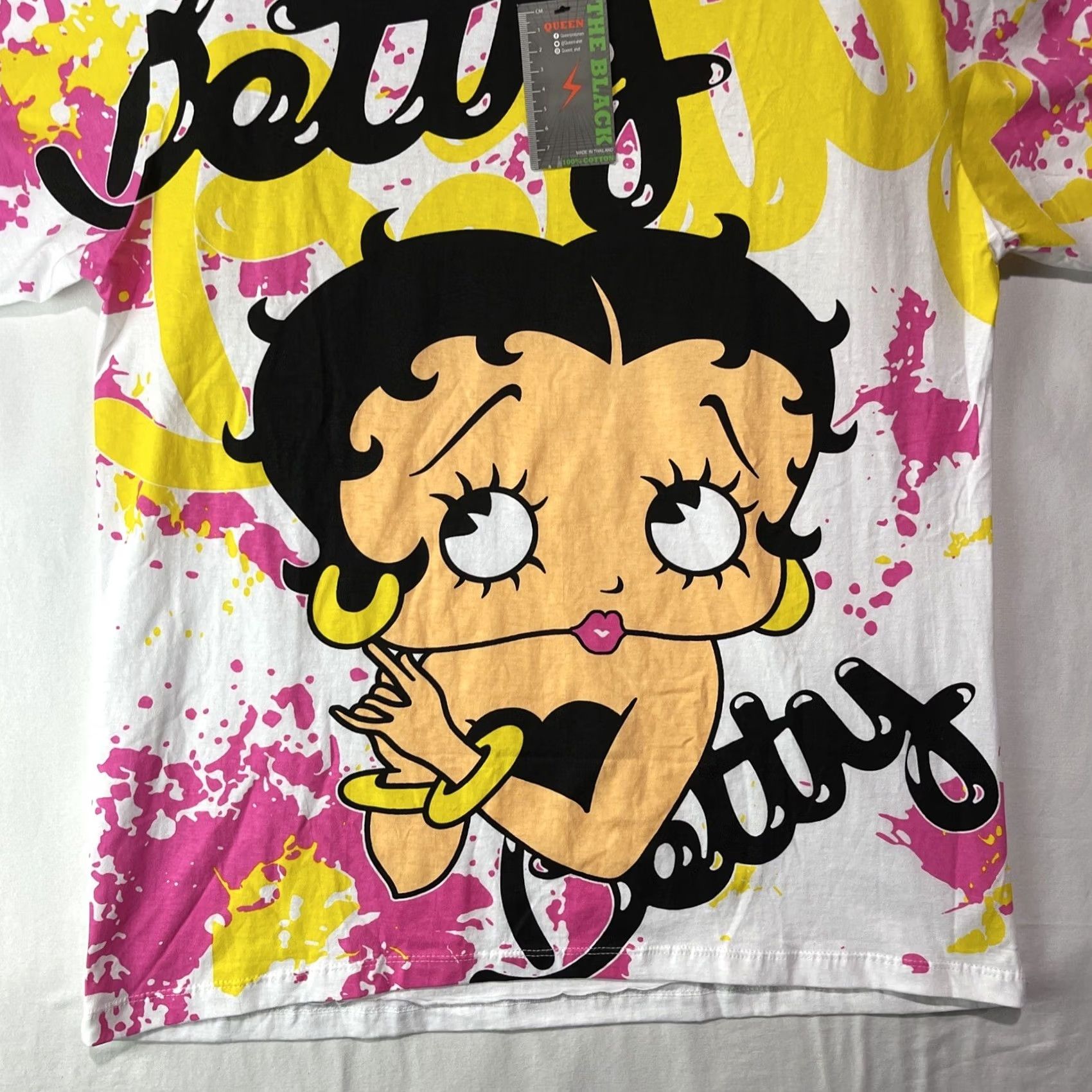 Vintage Betty Boop Shirt Men Medium White Short Sleeve Graphic Print Crew Neck Cartoon Retro The Black Mens Shirt Size US M / EU 48-50 / 2 - 3 Thumbnail