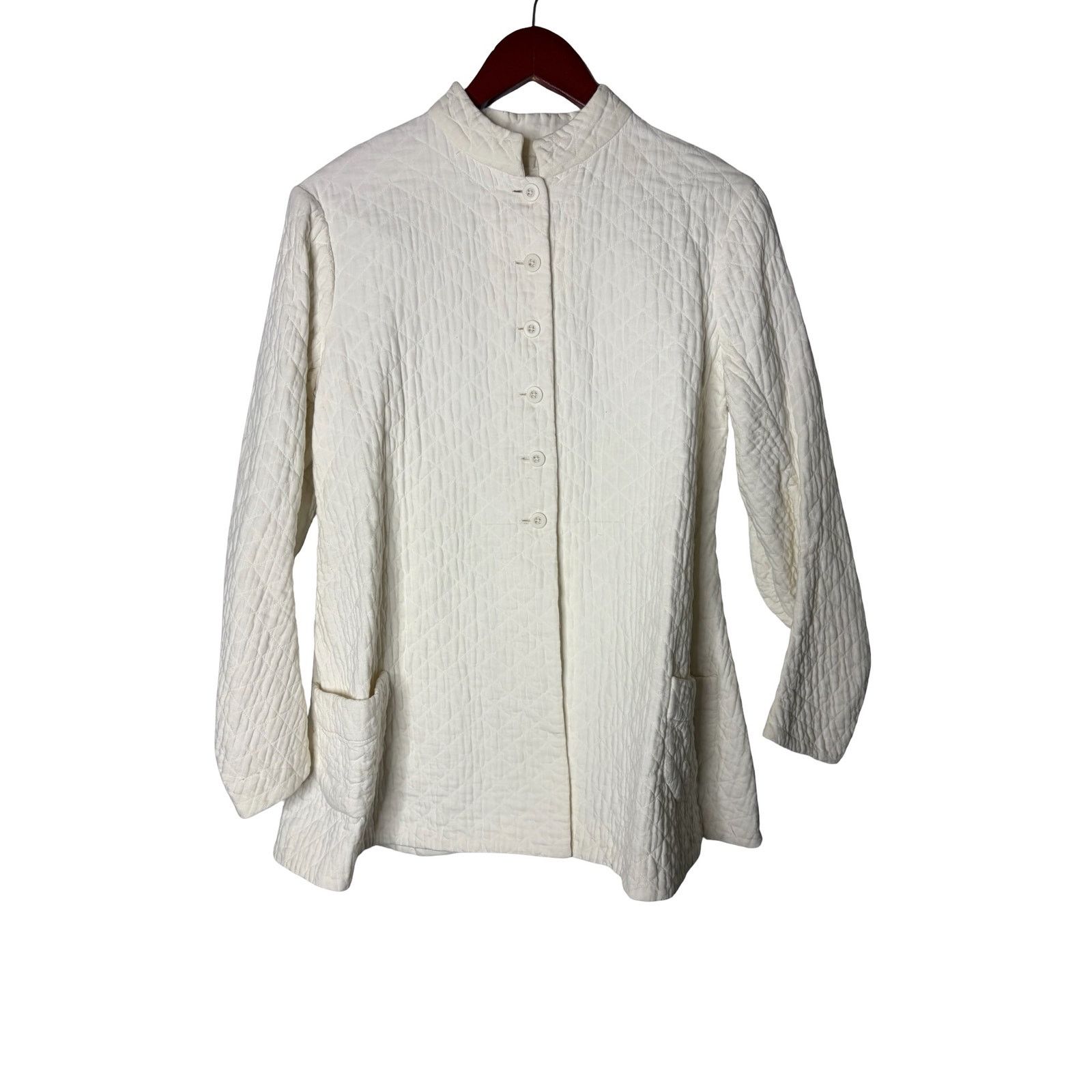 Other Egg Trafing London Cream Cotton Quilted Garden Jacket Size S / US 4 / IT 40 - 1 Thumbnail