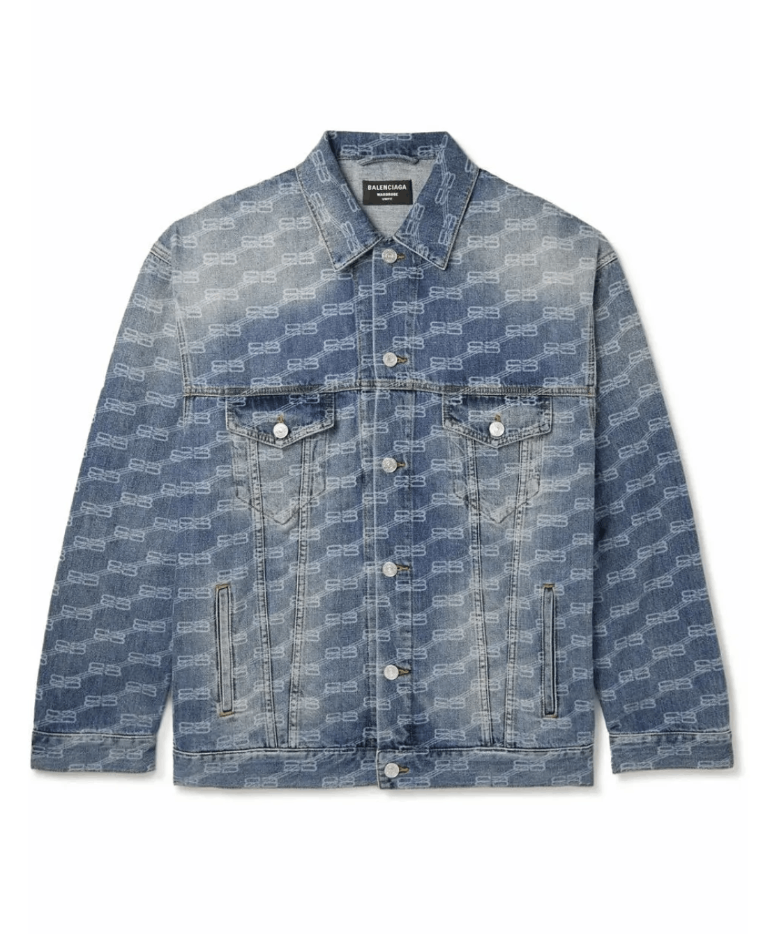 image of Balenciaga Bb Jeans Jacket in Light Blue, Men's (Size Small)