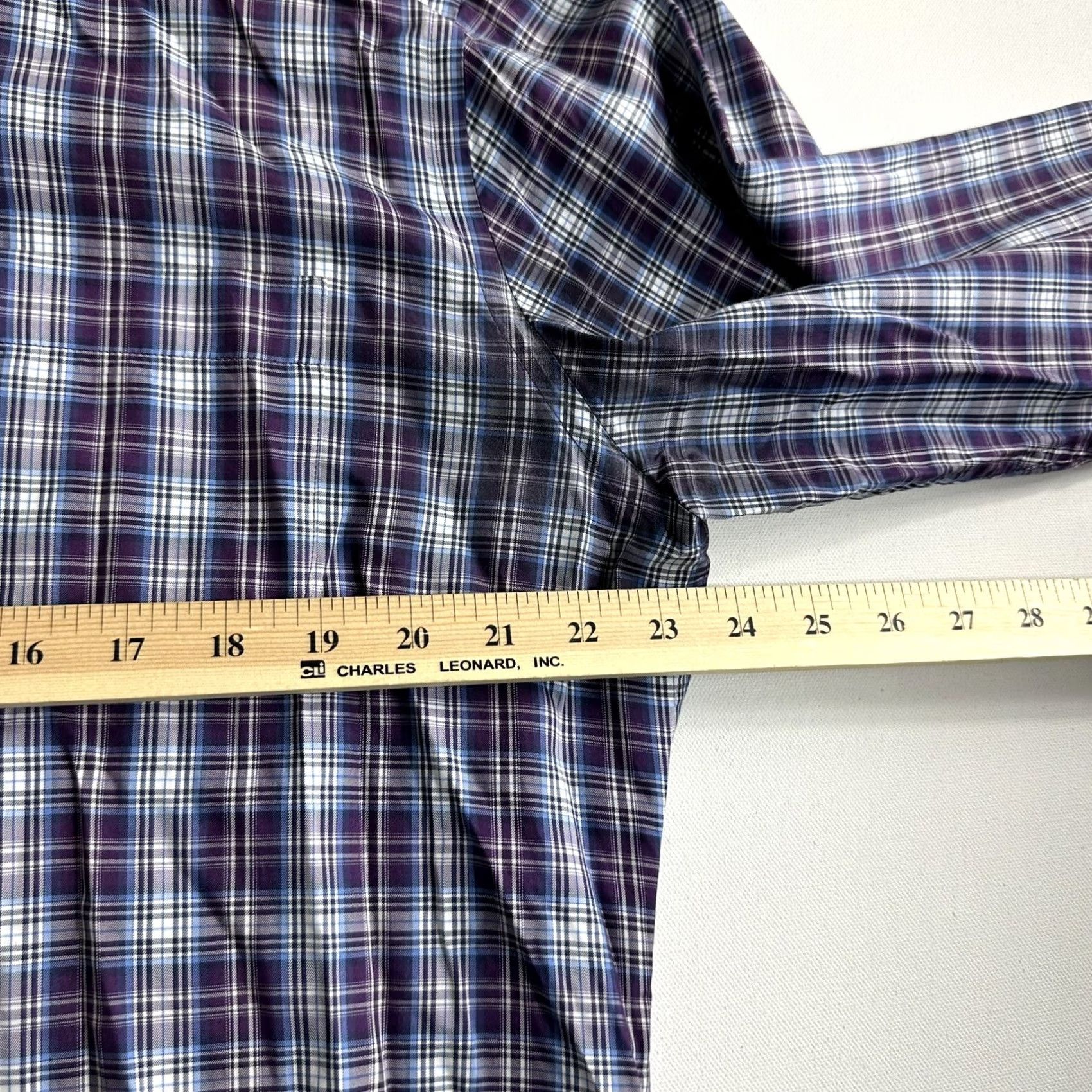 Peter Millar Peter Millar Button Down Shirt Large Purple Plaid Performance Stretch Cotton Men Size US L / EU 52-54 / 3 - 7 Thumbnail