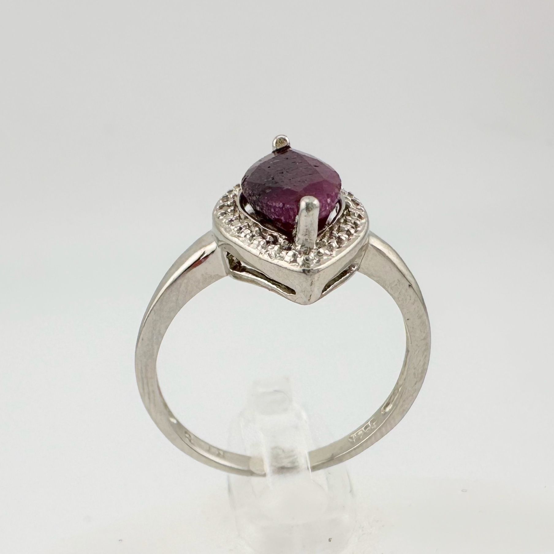 Marquise Cut Garnet & Diamond Ring - Sterling Silver - Sz 7