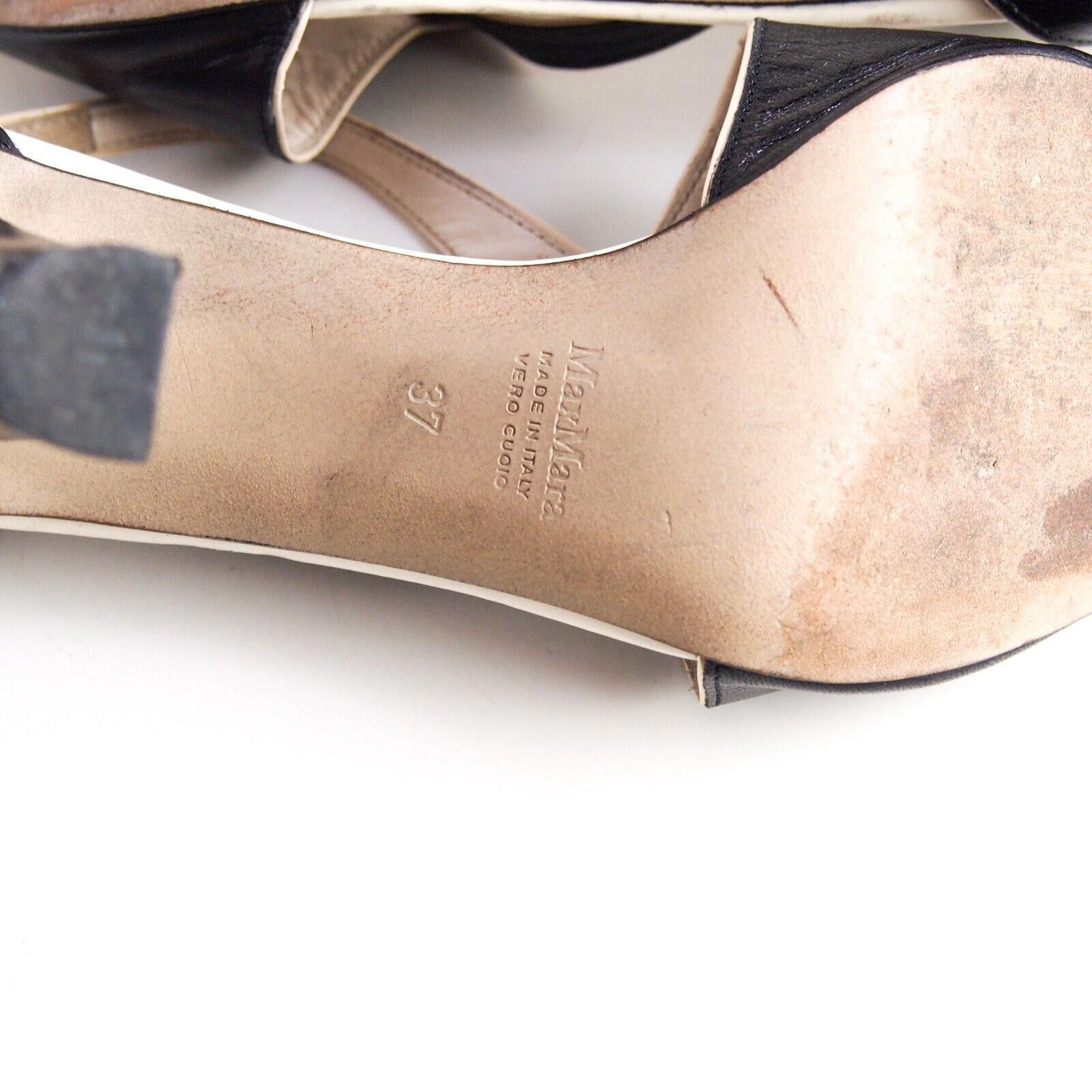 Designer Max Mara Slingback Sandals Black Leather EU 37 US 7 Size US 7 / IT 37 - 8 Thumbnail
