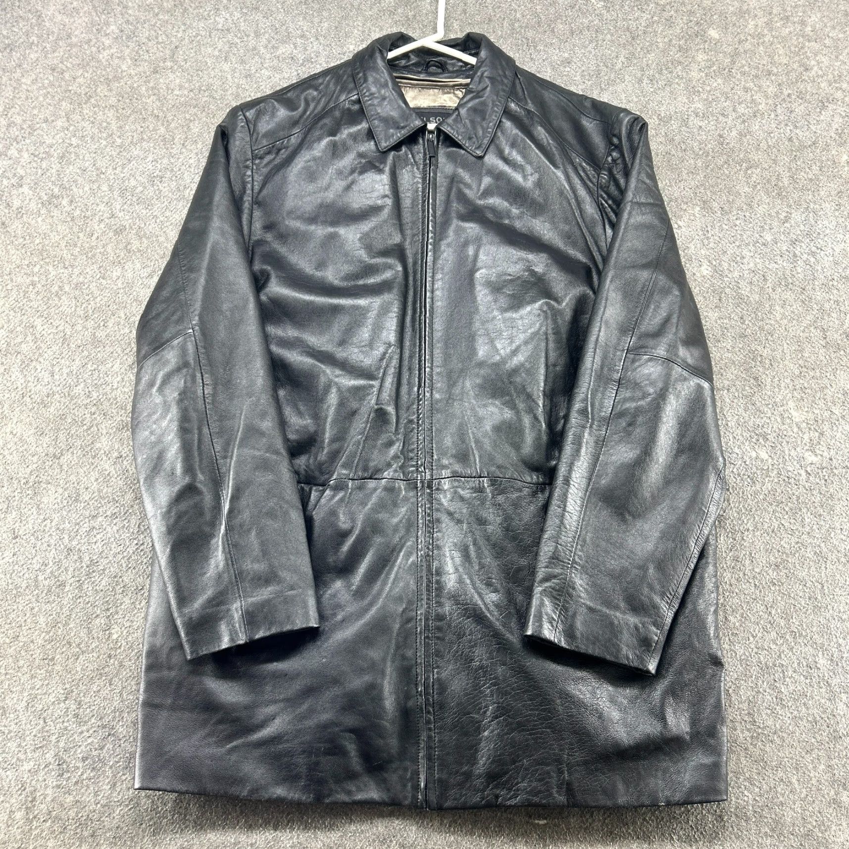 Vintage VINTAGE Wilsons Leather Jacket Overcoat Jacket Black XLT Mens Long 90s Western Quilted Zipper Lined Polyester Thinsulate Dry Clean Only Size US XL / EU 56 / 4 - 2 Thumbnail