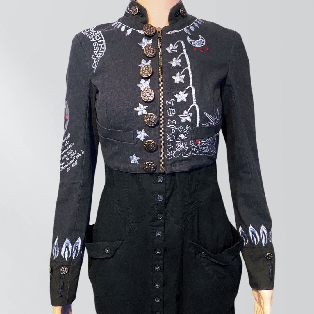 Allsaints NWT Vintage AllSaints Rare Embroidered Symbols Crop Jacket Size S / US 4 / IT 40 - 1 Thumbnail