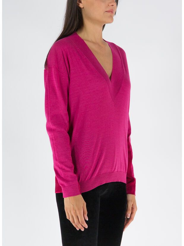 Tom Ford o1y0226 V-neck Cashmere Blend Sweater in Fuchsia Size S / US 4 / IT 40 - 4 Thumbnail