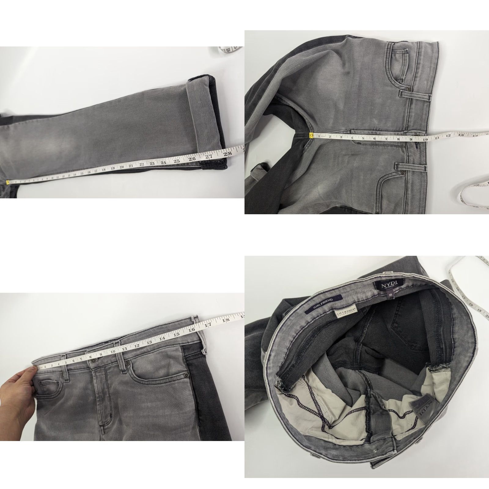 NYDJ NYDJ Girlfriend Jeans with Double Roll Cuff in Grey Cassiar Cropped Size 10 Size 32" / US 10 / IT 46 - 8 Thumbnail