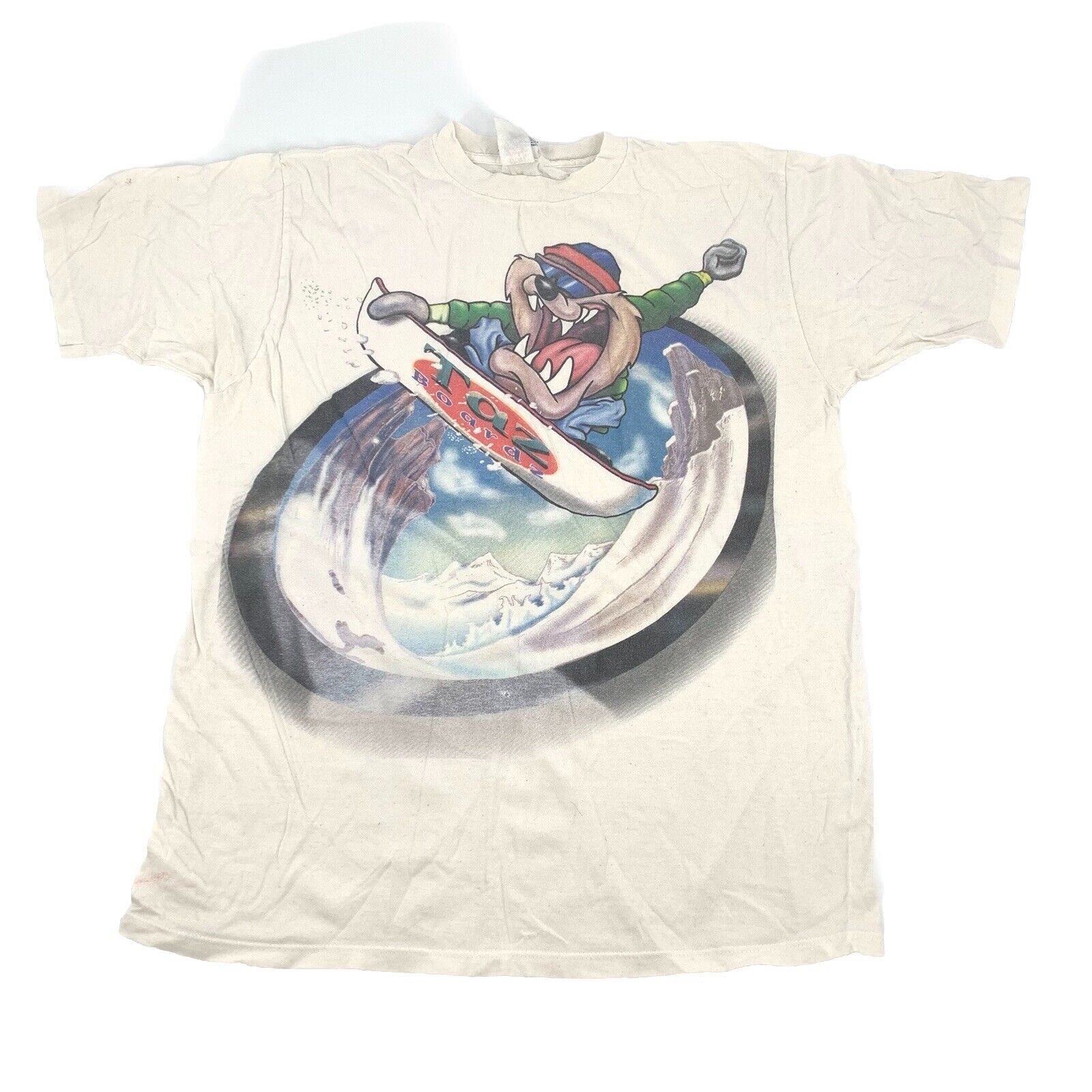 Vintage RARE Vintage 1997 Looney Tunes Taz Snowboarding T-Shirt Size US L / EU 52-54 / 3 - 1 Thumbnail