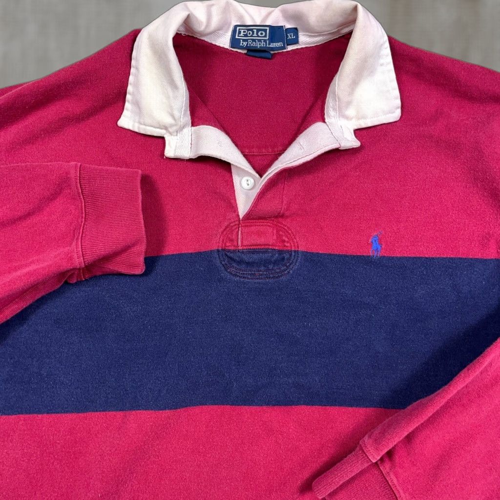 Polo Ralph Lauren VINTAGE Polo Ralph Lauren Rugby Shirt Men XL Red Blue Pony Long Sleeve 90s Shirt Size US XL / EU 56 / 4 - 1 Thumbnail