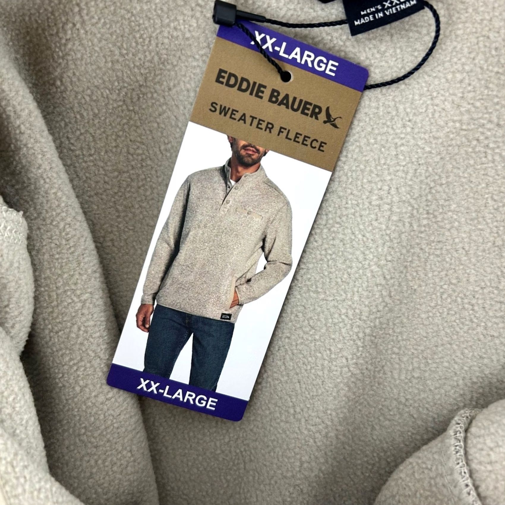 Eddie Bauer VINTAGE Eddie Bauer Mens XXL Sweater Fleece Pullover Snap Neck Chest Pocket Tan Size US XXL / EU 58 / 5 - 5 Thumbnail