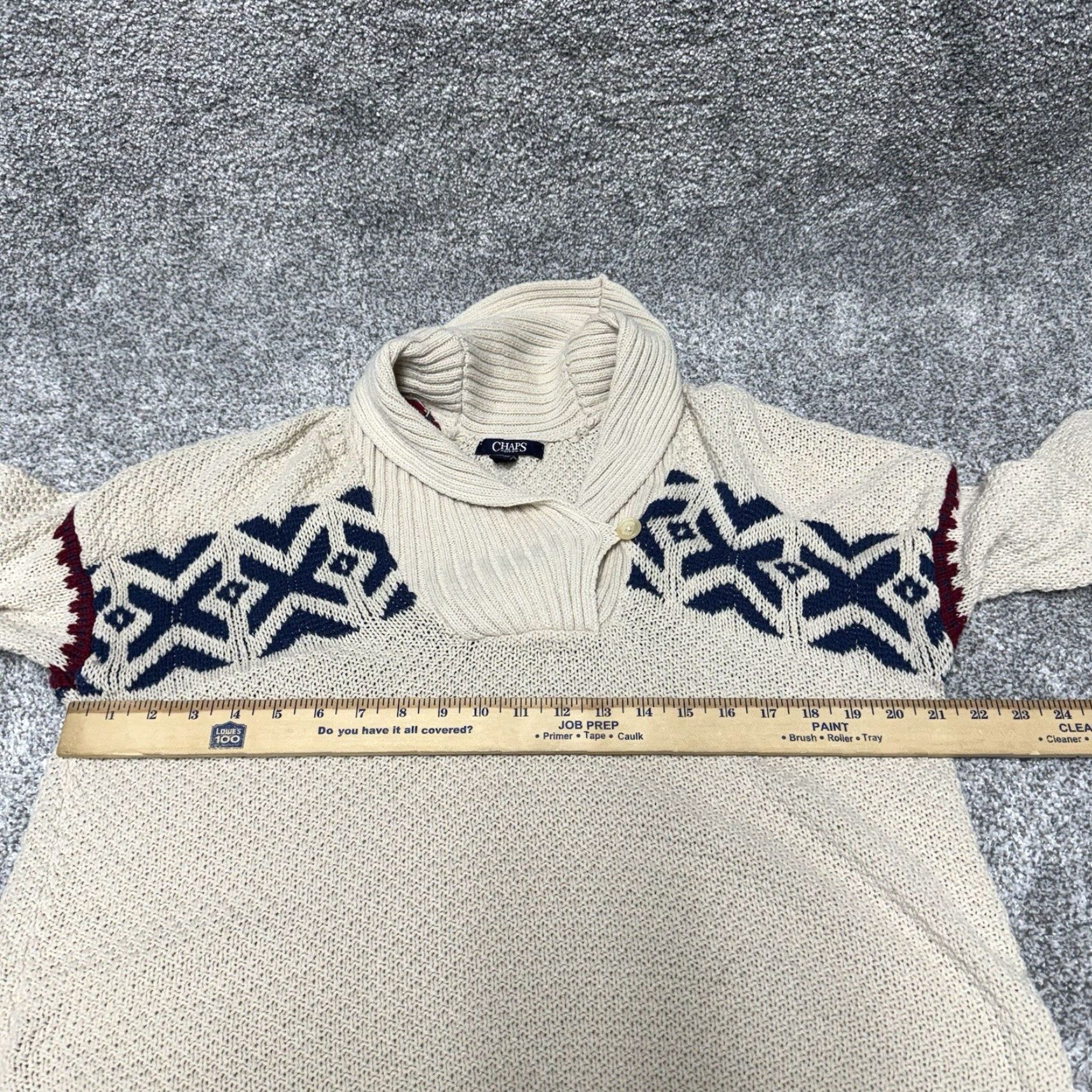 Chaps Chaps Sweater Womens XL Fair Isle Aztec Shawl Collar Warm Cozy Boho Grandpa Y2K Size XL / US 12-14 / IT 48-50 - 5 Thumbnail