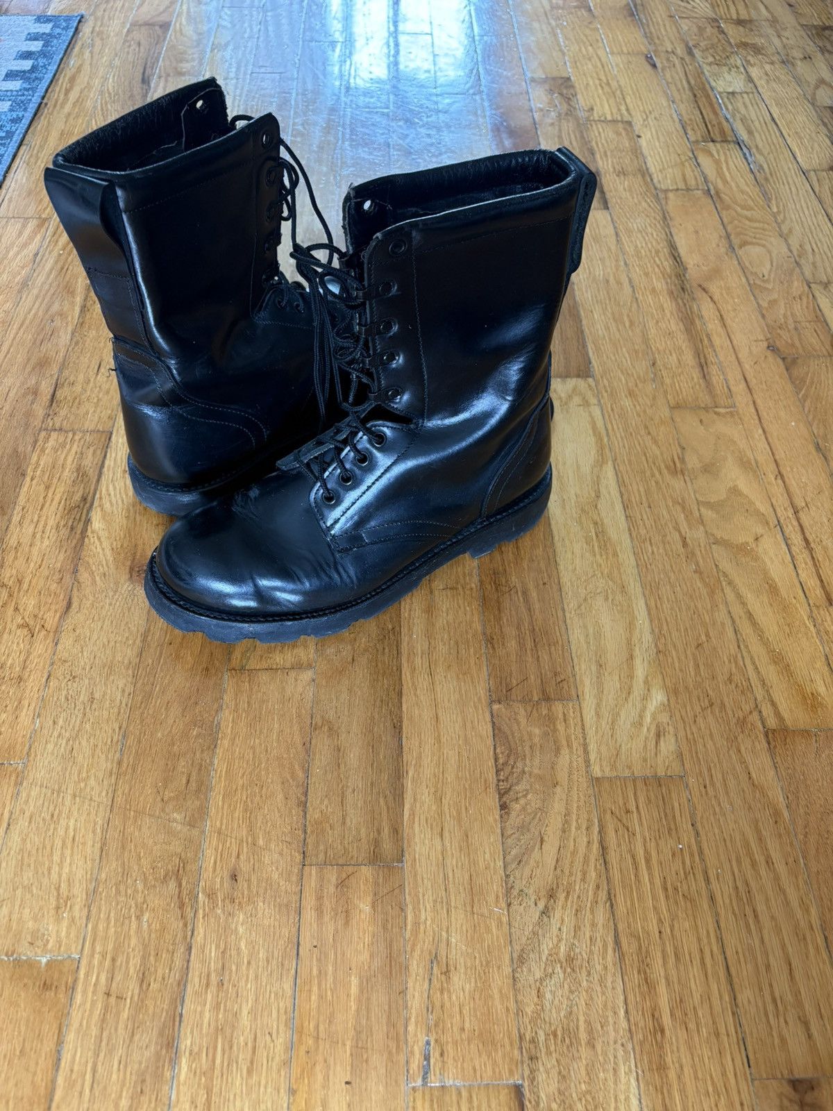 Vintage Black Leather Combat-Style Boots Size US 10 / EU 43 - 2 Thumbnail