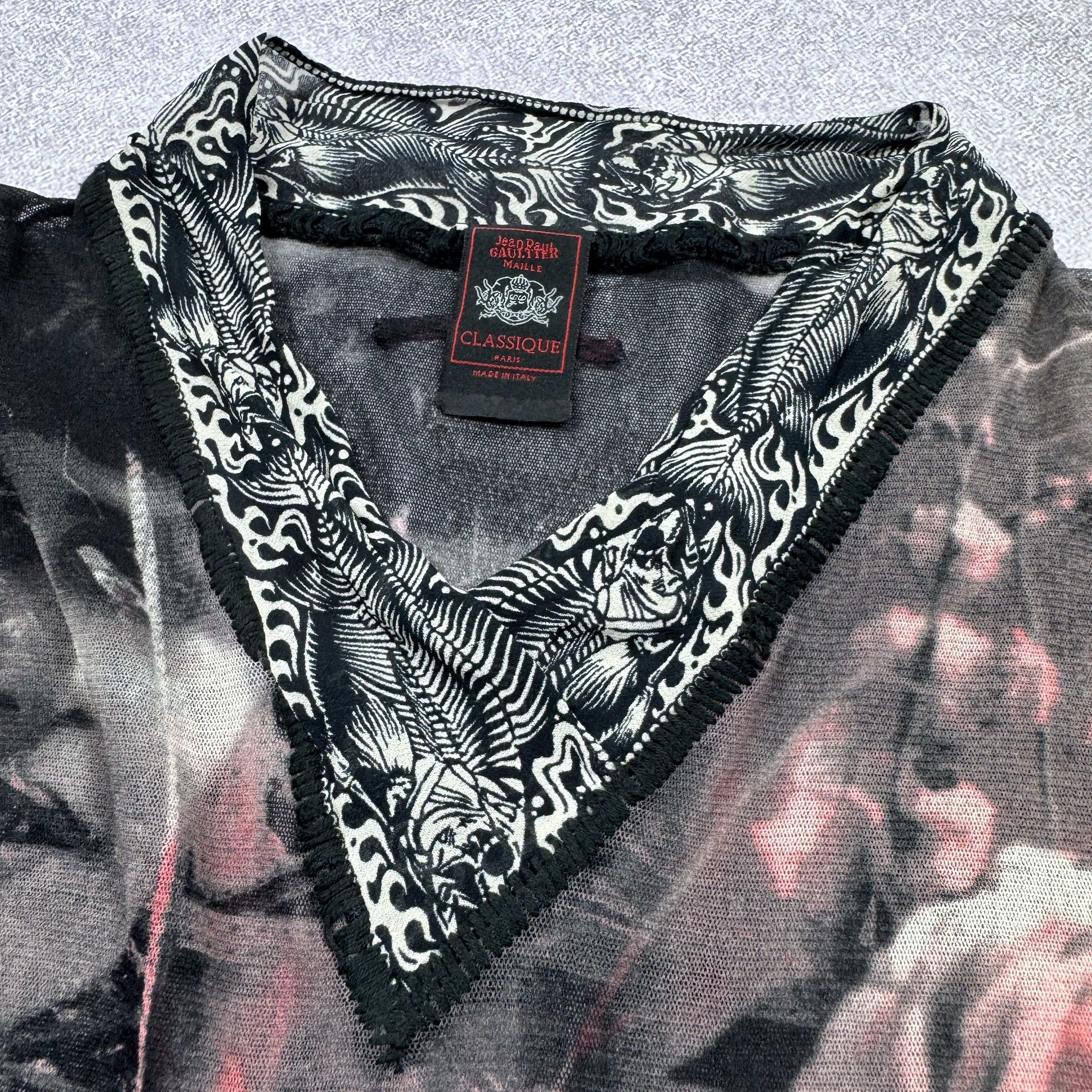 Jean Paul Gaultier × Vintage 90s JPG JEAN PAUL GAULTIER MAILLE MESH TOP WOMEN FACE SIZE L Size L / US 10 / IT 46 - 8 Thumbnail